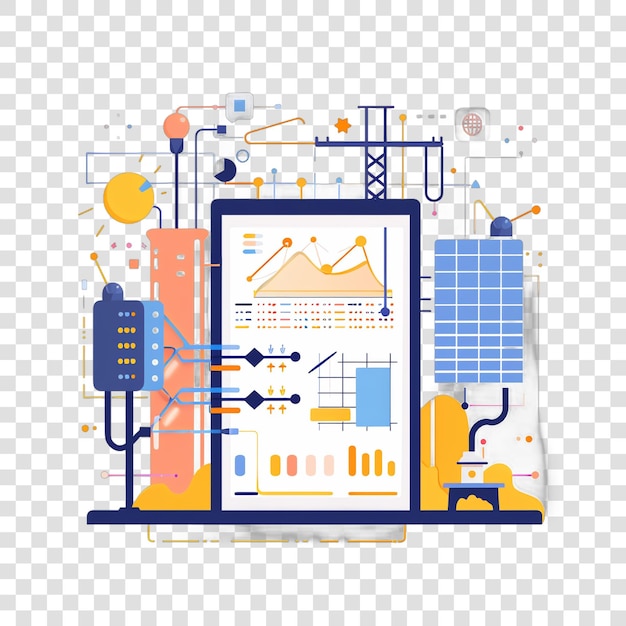 Smart Grid realistisches Foto isoliert auf durchsichtigem Hintergrund