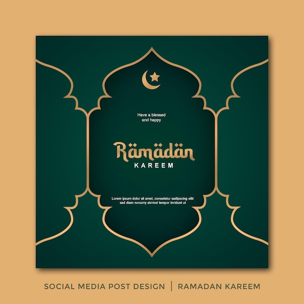 PSD social media post design ramadan kareem design moderno verde dorato 25