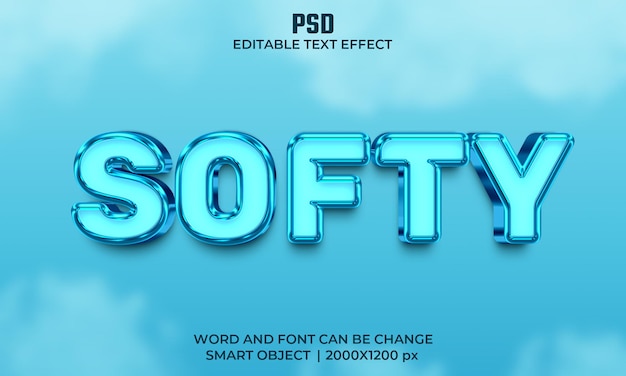 Softy 3D bearbeitbarer Texteffekt Premium Psd mit Hintergrund