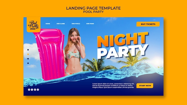 Sommer-Pool-Party-Landing-Page-Vorlage