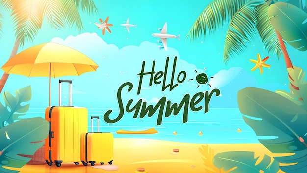 PSD sommer tag poster vorlage zu hallo sommer hintergrund mit strandblick