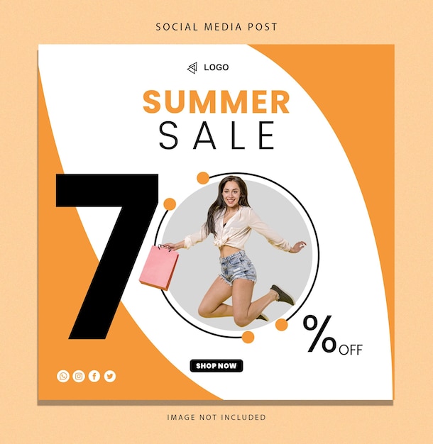 Sommer-Vektor-Verkauf 70 Prozent Rabatt Shop jetzt Social Media Post Template Illustration Stock Image