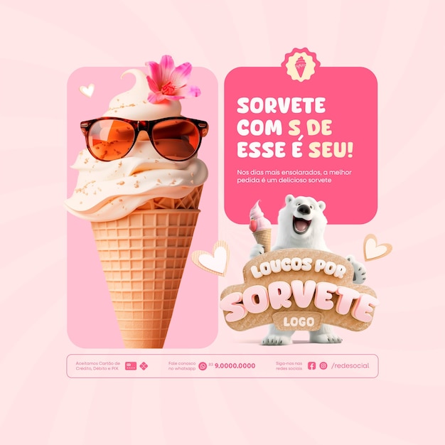 Sorveteria Eiscreme-Laden Gelato Beitrag in den sozialen Medien