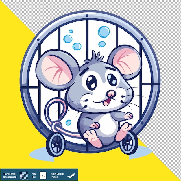 PSD une souris mignonne qui grince dans une cage vector d'arrière-plan transparent png psd