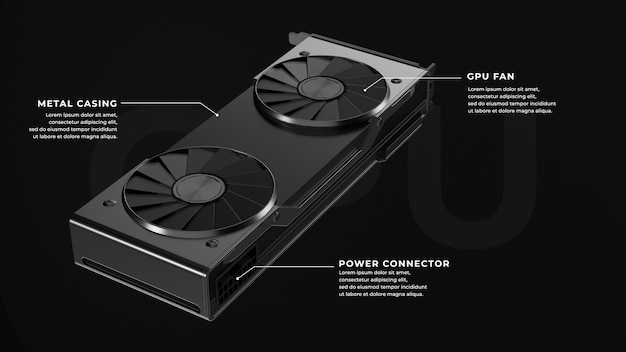 PSD spécification de la carte graphique infographie 3d render