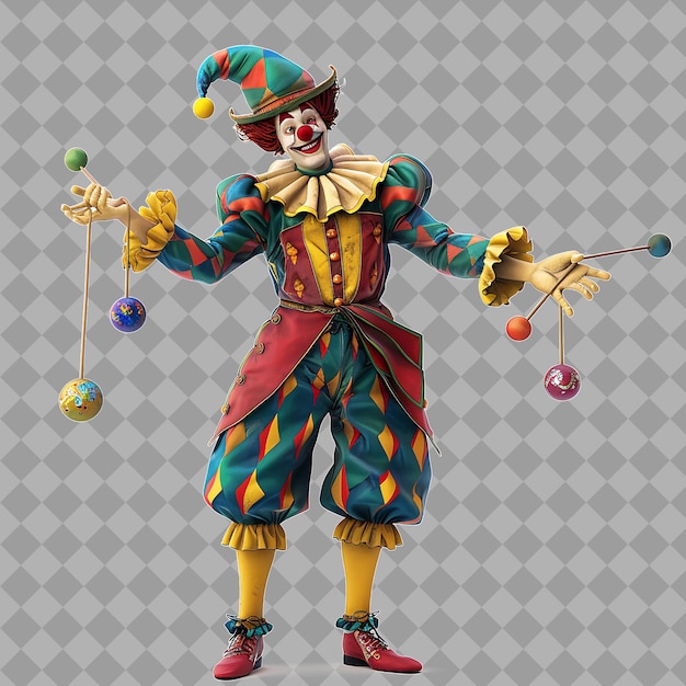 PSD spieliger jester court entertainer mit schlanker form jester outfi isolierte 3d-charakterillustration