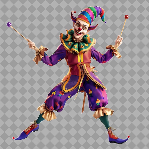 PSD spieliger jester court entertainer mit schlanker form jester outfi isolierte 3d-charakterillustration