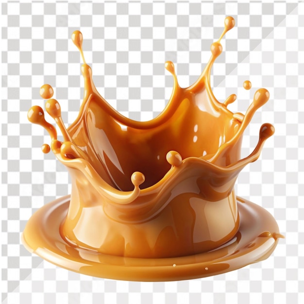 Splash de caramel isolé sur un fond transparent