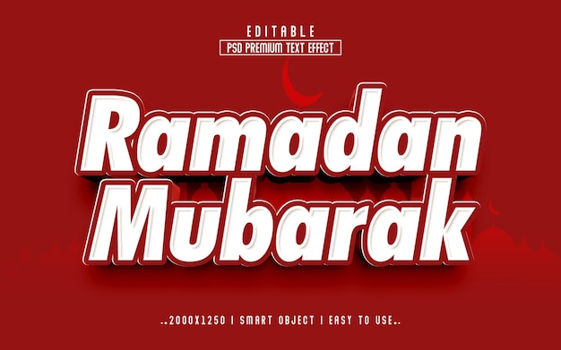 Style d'effet de texte 3d Ramadan Mubarak avec fond