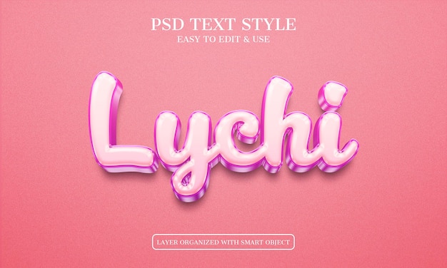 Style de texte 3d PSD modifiable litchi