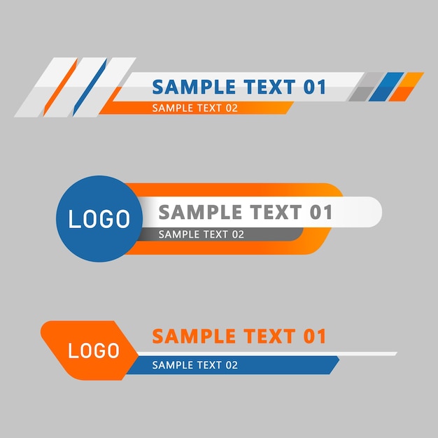 PSD stylische orange-blaue geometrische untere dritte banner-set