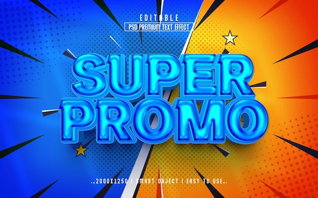 PSD super promo 3d effet de texte modifiable psd avec fond premium