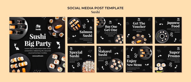 Sushi Instagram Beiträge Vorlage mit Foto