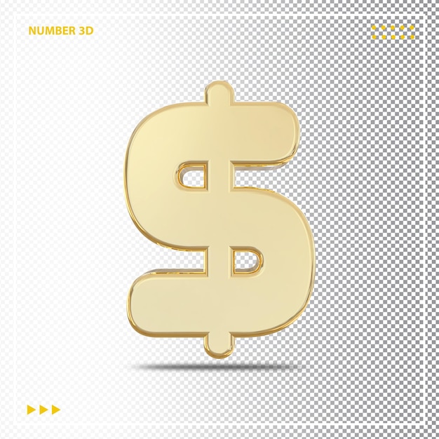 PSD symbol dollar 3d gold-luxus-element