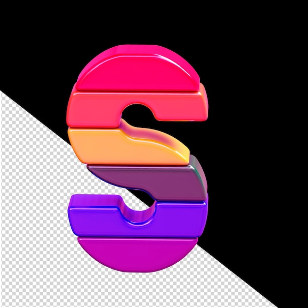 Symbole 3d couleur composé de blocs horizontaux lettre s