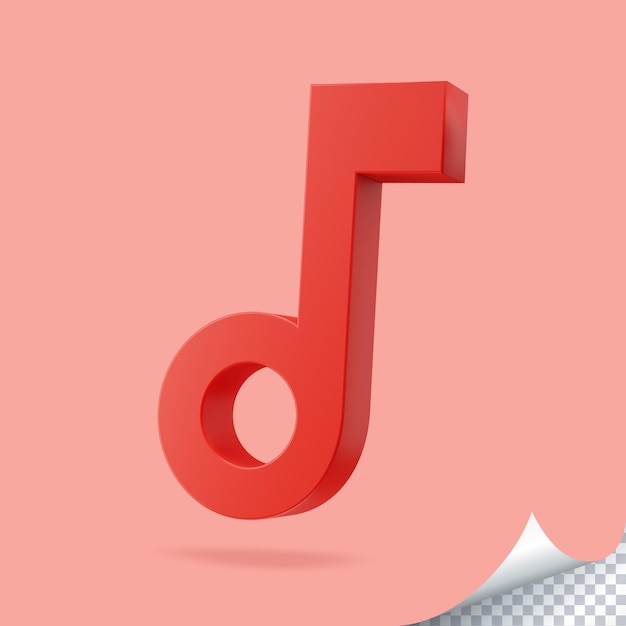 Symbole 3D de note de musique rouge