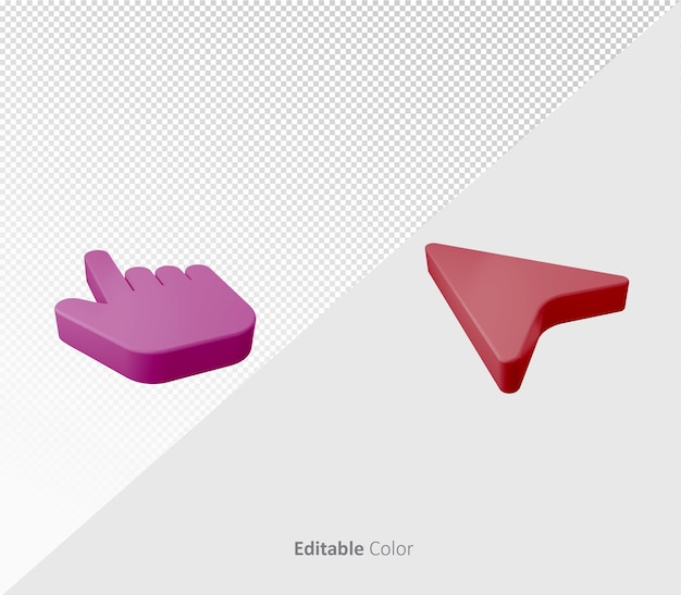 PSD symbole de pointeur de curseur 3d ou modèle psd d'icône avec couleur modifiable