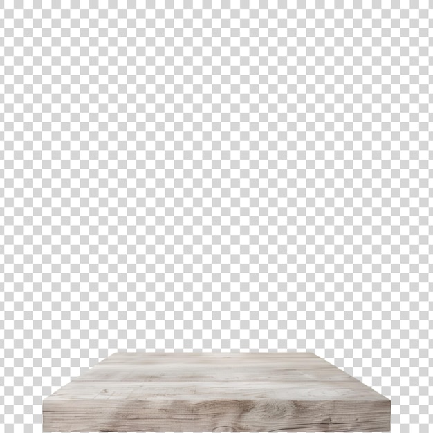 PSD une table en bois blanc avec un fond transparent