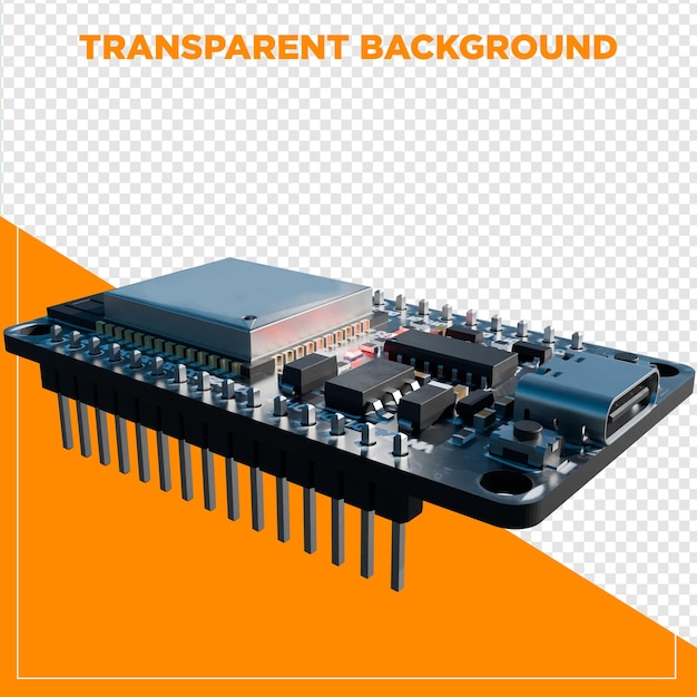 PSD tableau de circuit imprimé en 3d avec fond transparent