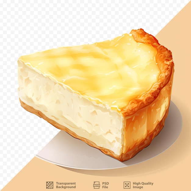 PSD tarte au fromage présentée sur fond transparent