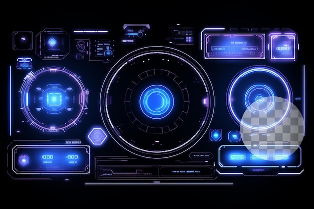 PSD technologie abstraite des éléments hud sur un fond transparent
