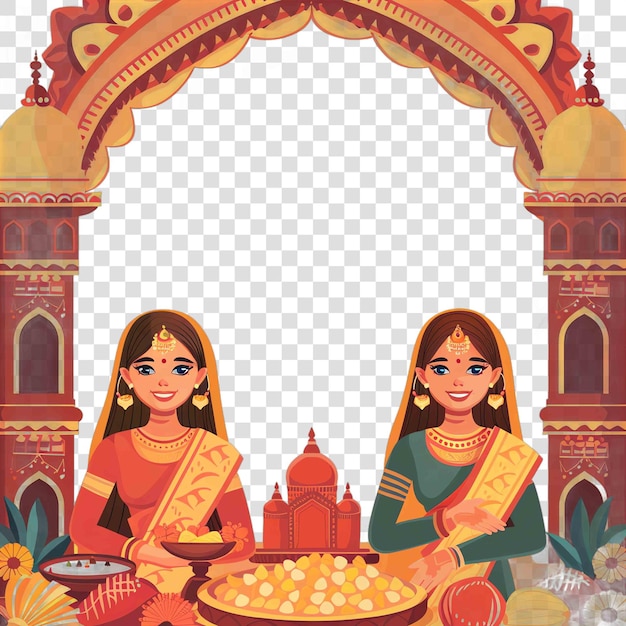 PSD teej hintergrundkonzept indische illustration