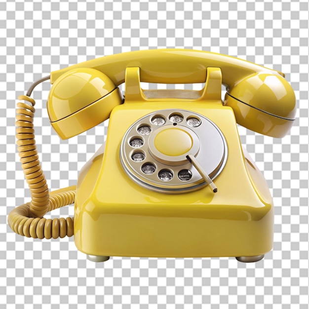 PSD telefone amarelo vintage em fundo transparente