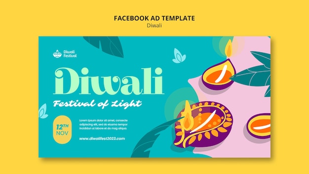 PSD template di facebook per la celebrazione di diwali