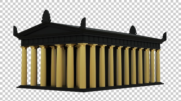 Templo na ilustração de renderização 3d de fundo transparente