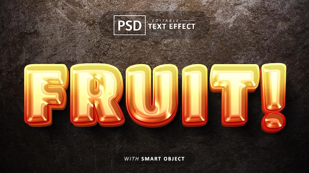 Texte de fruits effets de police 3d modifiables