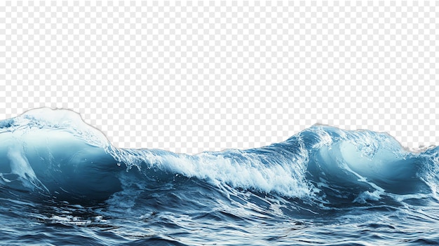 PSD la texture courbée des vagues bleues de l'océan isolée sur un fond transparent