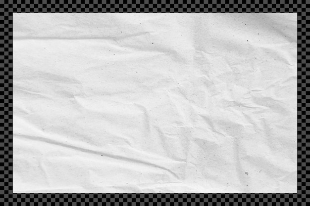 Texture de papier blanc ridé sur fond transparent