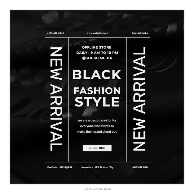 PSD thème noir nouveau style de mode vente modèle de post instagram design psd