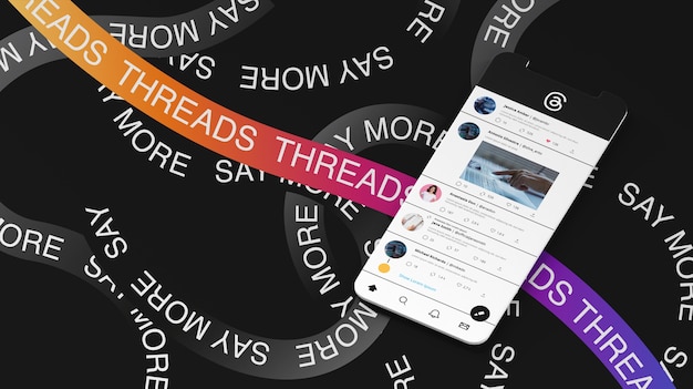 PSD threads-app auf einem smartphone-mockup