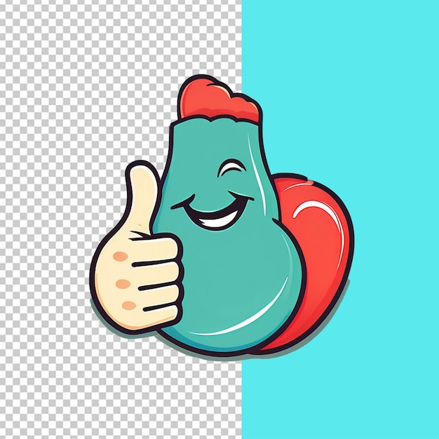 PSD thumb up symbol-symbol mit herz-vektor eps10 abbildung