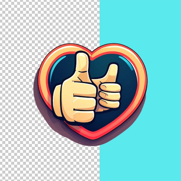 PSD thumb up symbol-symbol mit herz-vektor eps10 abbildung