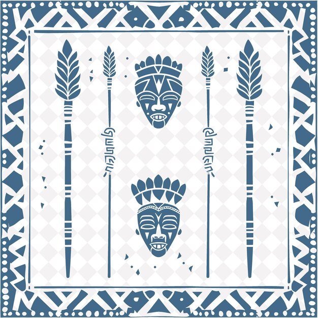 Timbre tribal africano com estampas de animais e máscaras para decoração