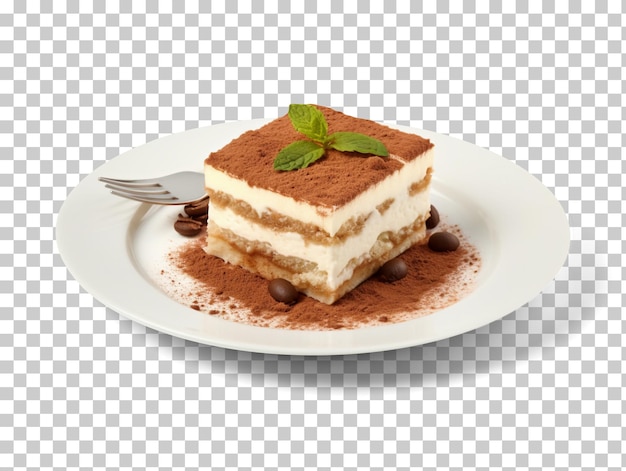 PSD tiramisu sur une assiette isolée sur fond transparent png psd