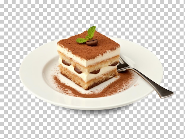 PSD tiramisu sur une assiette isolée sur fond transparent png psd