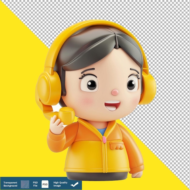 PSD trabalhador social bonito em 3d prestando apoio com fundo transparente png psd