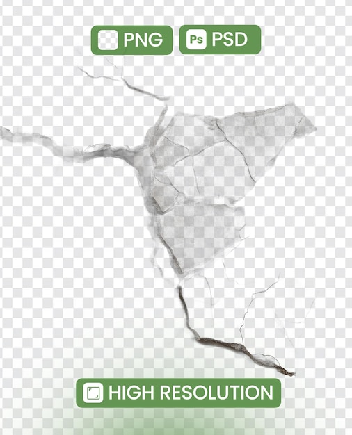 PSD transparente background cracked png highquality isolado fractured imagem para design gráfico