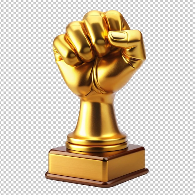 PSD troféu de punho de ouro isolado em fundo transparente