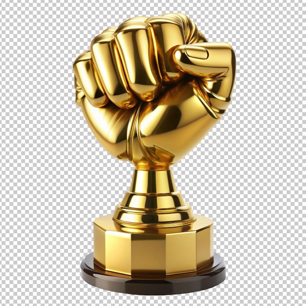 PSD troféu de punho de ouro isolado em fundo transparente