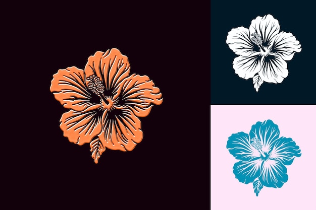 PSD trois fleurs différentes sont représentées sur un fond noir