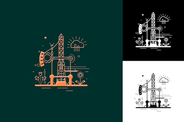 PSD trois images différentes d'un dispositif mécanique mécanique