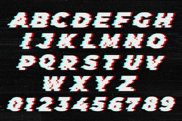 PSD une typographie à effet de glitch vibrant