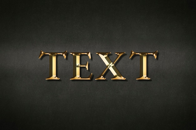 PSD typographie de texte en effet or sur fond noir