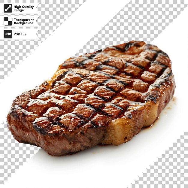 PSD um bife que está em um fundo branco com um rótulo que diz "bife"