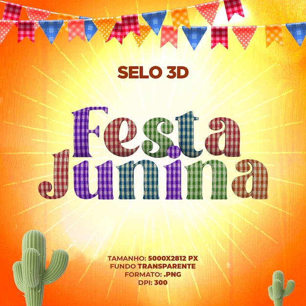 PSD um carimbo 3d colorido para composição de festa junina psd editável