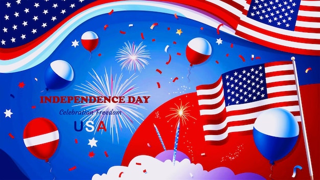 PSD um cartaz do dia da independência dos estados unidos é exibido